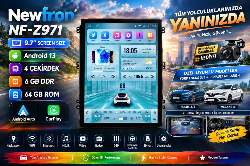 Beta Elektronik - Newfron NF-Z971 Android Ekran Multimedya 9.7" 6+64GB 4 Çekirdek