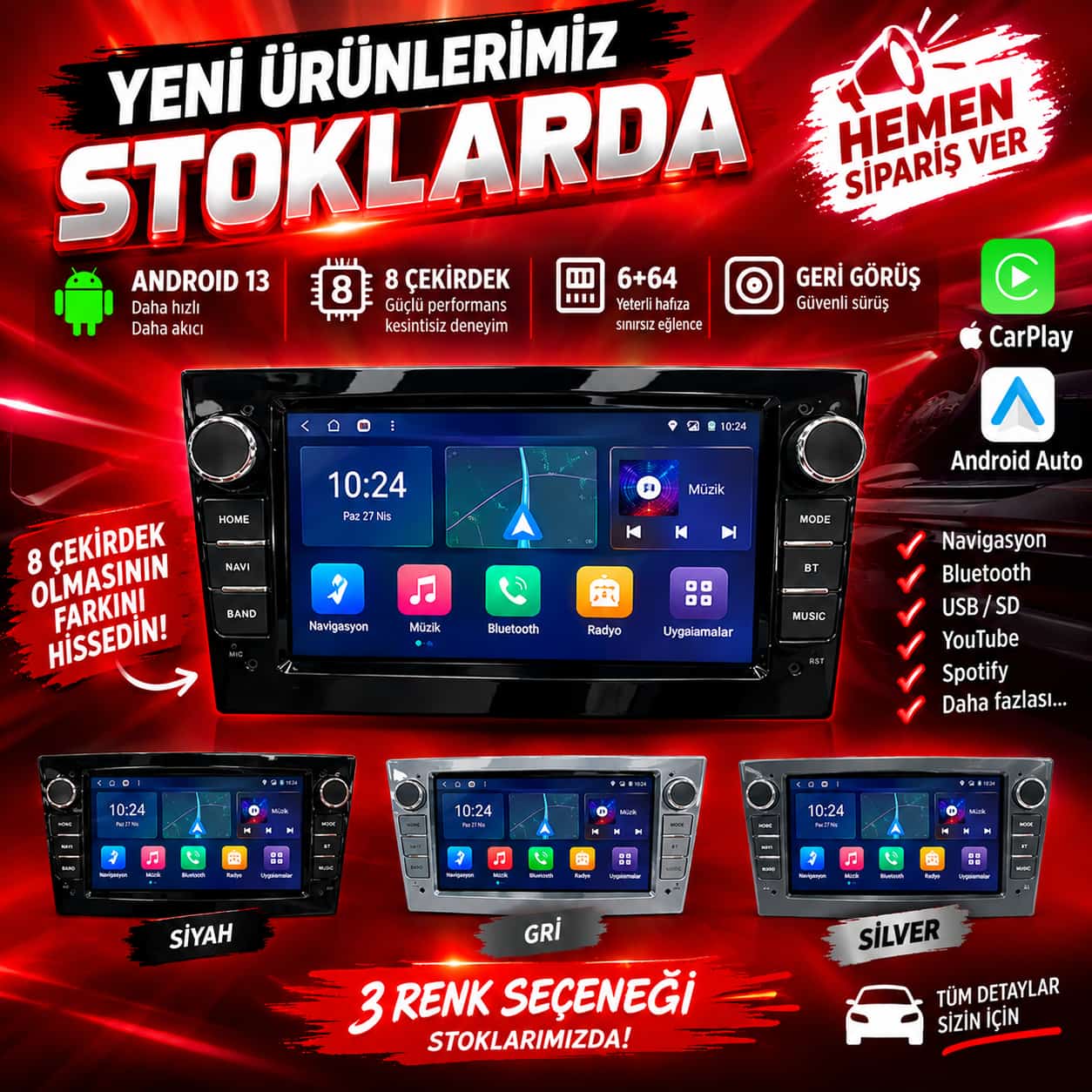 Beta Elektronik - OPEL  Astra - Corsa D/H  6+64 7'' 8 ÇEKİRDEK Navigasyon Multimedya (3 RENK MEVCUT)