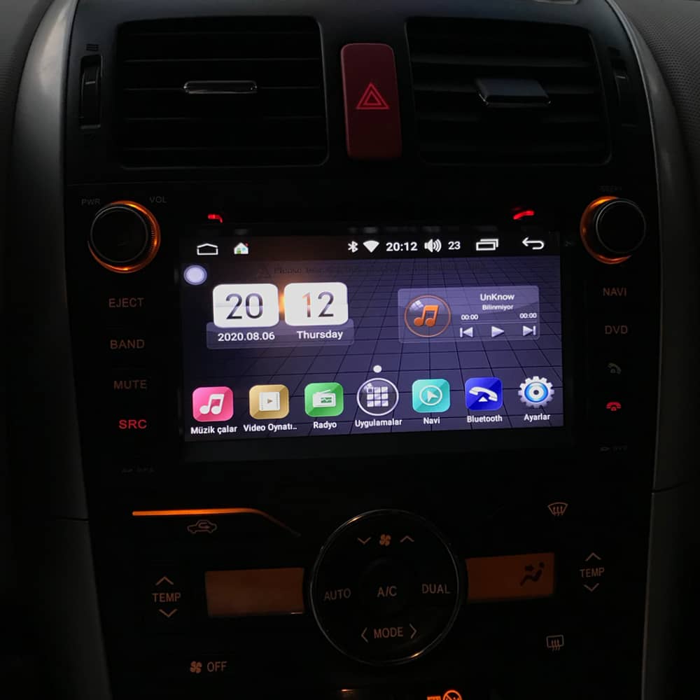 Toyota Auris Everox Android Multimedya Menü Ekranı